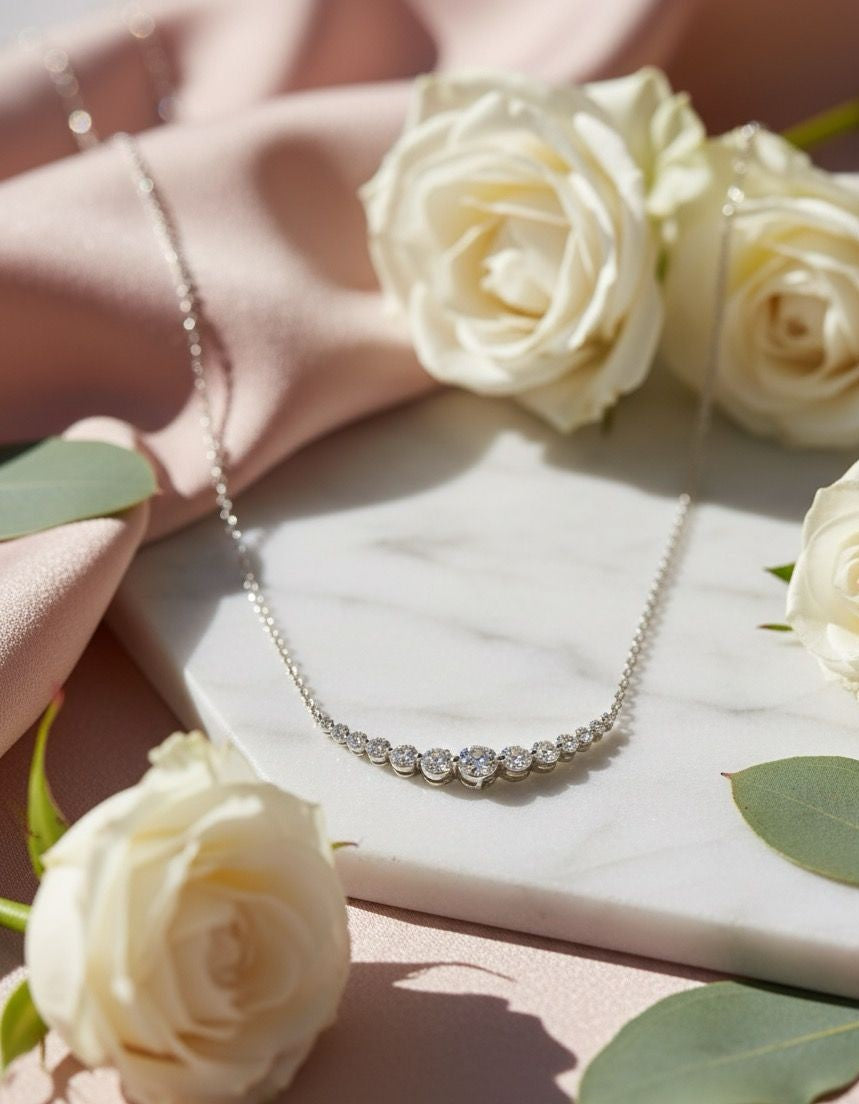 Ethereal Arc | 1ctw Diamond Necklace | 14k Yellow Gold | 1.30gm